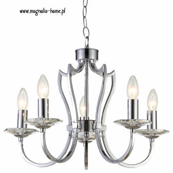 Lampa - srebrny żyrandol 5-ramieny Riga - P05762CH