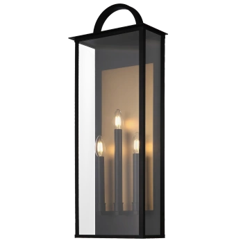 Czarny kinkiet - latarnia zewnętrzna MALIBU W03555BK