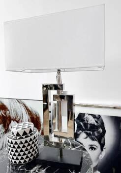 Srebrna lampa MILAGROS nickel WHITE z białym abażurem