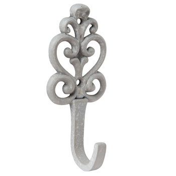 Uroczy, szary, rustykalny wieszak z ornamentowym dekorem. 6y2324G