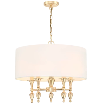 Złota lampa wisząca z abażurem AUSTIN P05180AU-WH