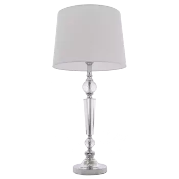 Chromowana srebrna lampa stołowa CHARLOTTE T01295WH z abażurem