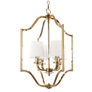 Złota lampa New York  P04667AU-WH- latarnia z białymi abażurami.