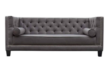 Piękna sofa Roma II w nowojorskim stylu. Grafitowy velvet.