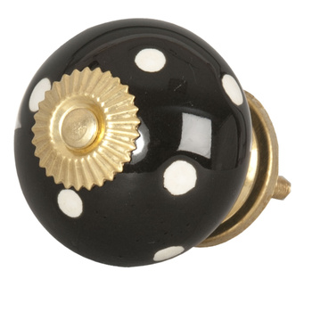 Czarna gałka w białe groszki. 62553