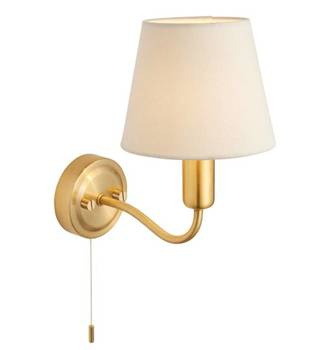 Złoty satynowany kinkiet z mosiądzu z kloszem i włącznikiem - Conway 93852 Endon Lighting