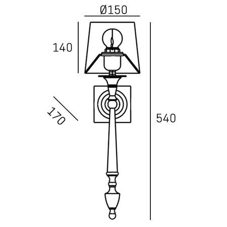 Czarny kinkiet z kloszem AUSTIN W01296BK-WH