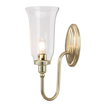 Złoty, łazienkowy kinkiet ze szklanym kloszem BATH-BLAKE2-PB Elstead-Lighting