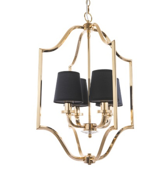 Złota lampa New York  P04667AU - latarnia z czarnymi abażurami.