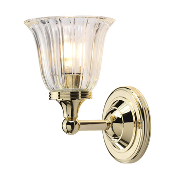 Złoty Bath/Austen1 PB Elstead- Lighting z ryflowanym szklanym kloszem.