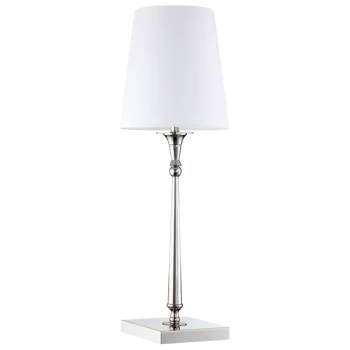 Srebrna lampa stołowa AUSTIN z białym abażurem T01210NI-WH