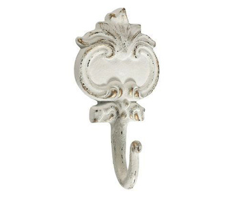 C62822 Piękny metalowy , kremowy wieszak w stylu shabby chic. 17cm