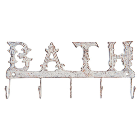 Żeliwny, solidny wieszak z napisem BATH. 6Y2279G