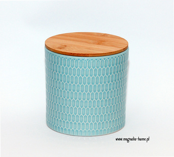 Ceramiczny błękitny pojemnik na sypkie.