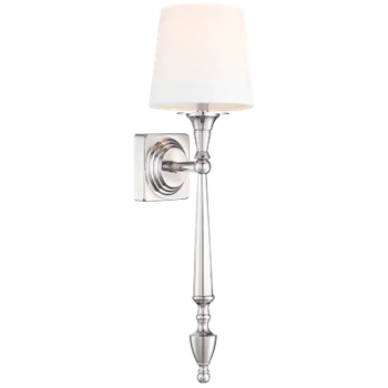 Srebrny kinkiet AUSTIN W01258NI-WH z białym abażurem