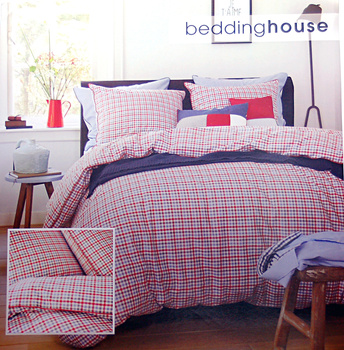 Pościel Petit Pepina red w czerwono - niebieską kratkę. 200*200/220cm Beddinghouse.