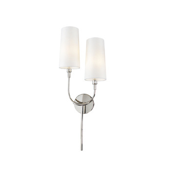 Duży, srebrny podwójny ścienny kinkiet POLA nikiel - z abażurami