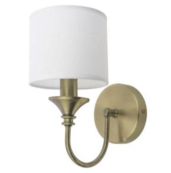 Złoty klasyczny kinkiet z białym abażurem ABU DHABI W01844BR