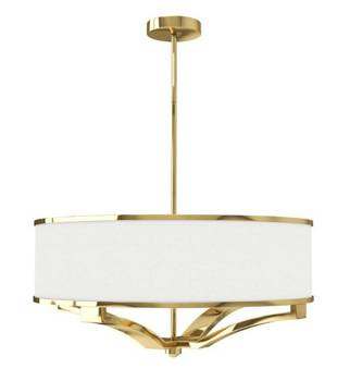 Złota sufitowa elegancka lampa Gerdo gold z białym kloszem. Orlicki