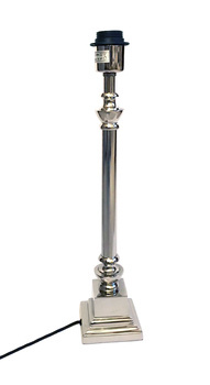 Smukła srebrna lampa na biurko, konsolę- Lara silver 48cm