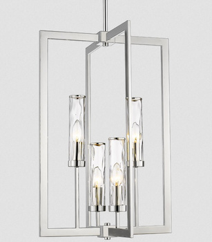 Srebrna lampa nad stół. Żyrandol Oxford - P04052NI