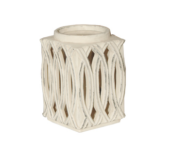 Świecznik- kremowy lampion- shabby chic