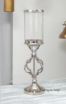 Srebrny świecznik - lampion ze szklanym kloszem Morocco M