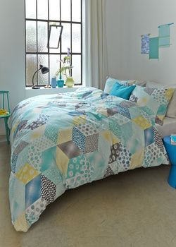 Reefton. Geometryczne wzory. Turkus, żółć. 155*200cm + 80*80cm