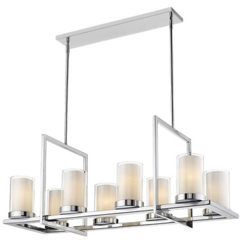 Srebrna lampa wisząca MIAMI. Żyrandol P08018CH - szklane klosze.