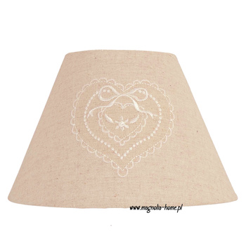 Uroczy abażur z haftowanym serduszkiem. Klosz 6LAK0310