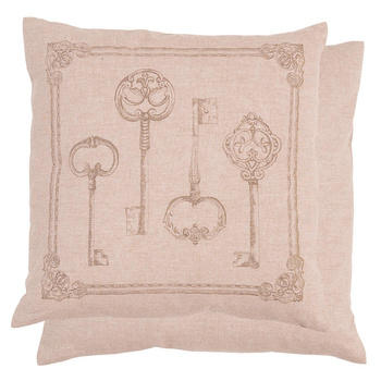 Piękna lniana, beżowa poszewka w klucze Clayre&Eef UL20DB