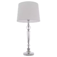 Chromowana srebrna lampa stołowa CHARLOTTE T01295WH z abażurem
