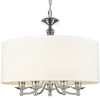 Srebrna lampa wisząca z białym kloszem Evolution Home Abu Dhabi P05406CH-WH