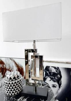 Srebrna lampa MILAGROS nickel WHITE z białym abażurem