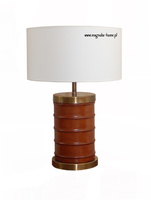 Ekskluzywna lampa gabinetowa. Skóra i mosiądz.