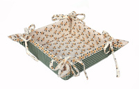 AC47GR. Dwustronny chlebak  z krówką, w żółte kwiaty i zieloną kratę.