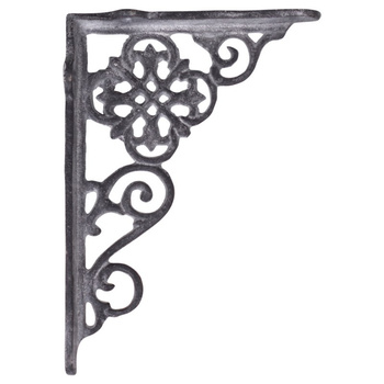 Żeliwna szara spatynowana podpórka pod półkę. 