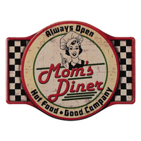 Metalowa tablica informacyjna w stylu retro: Mom's dinner Always Open 6Y4385
