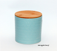 Ceramiczny błękitny pojemnik na sypkie.