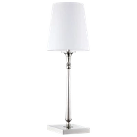 Srebrna lampa stołowa AUSTIN z białym abażurem T01210NI-WH